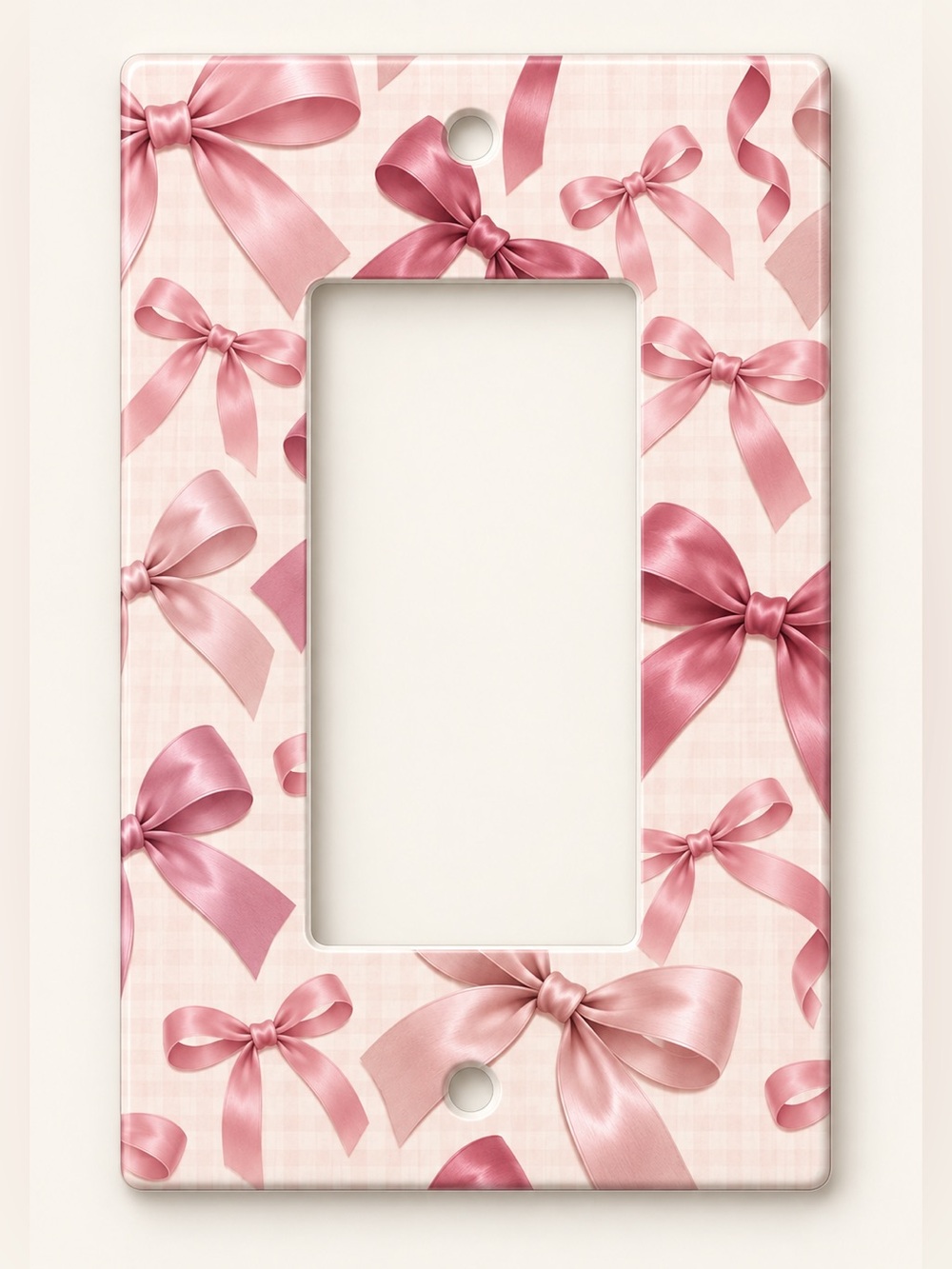 Pink Bow Coquette Girl Gingham Rocker GFCI Outlet Wall Plate Cover
